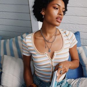 UO ribbed button up crop top